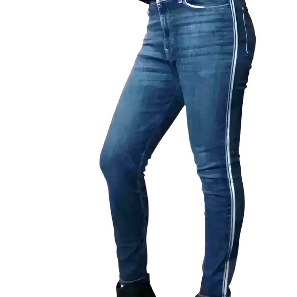 Hudson Barbara High Rise Skinny Jean Sz 30 Ankle with Side Stripe Stretch Denim - Picture 6 of 10